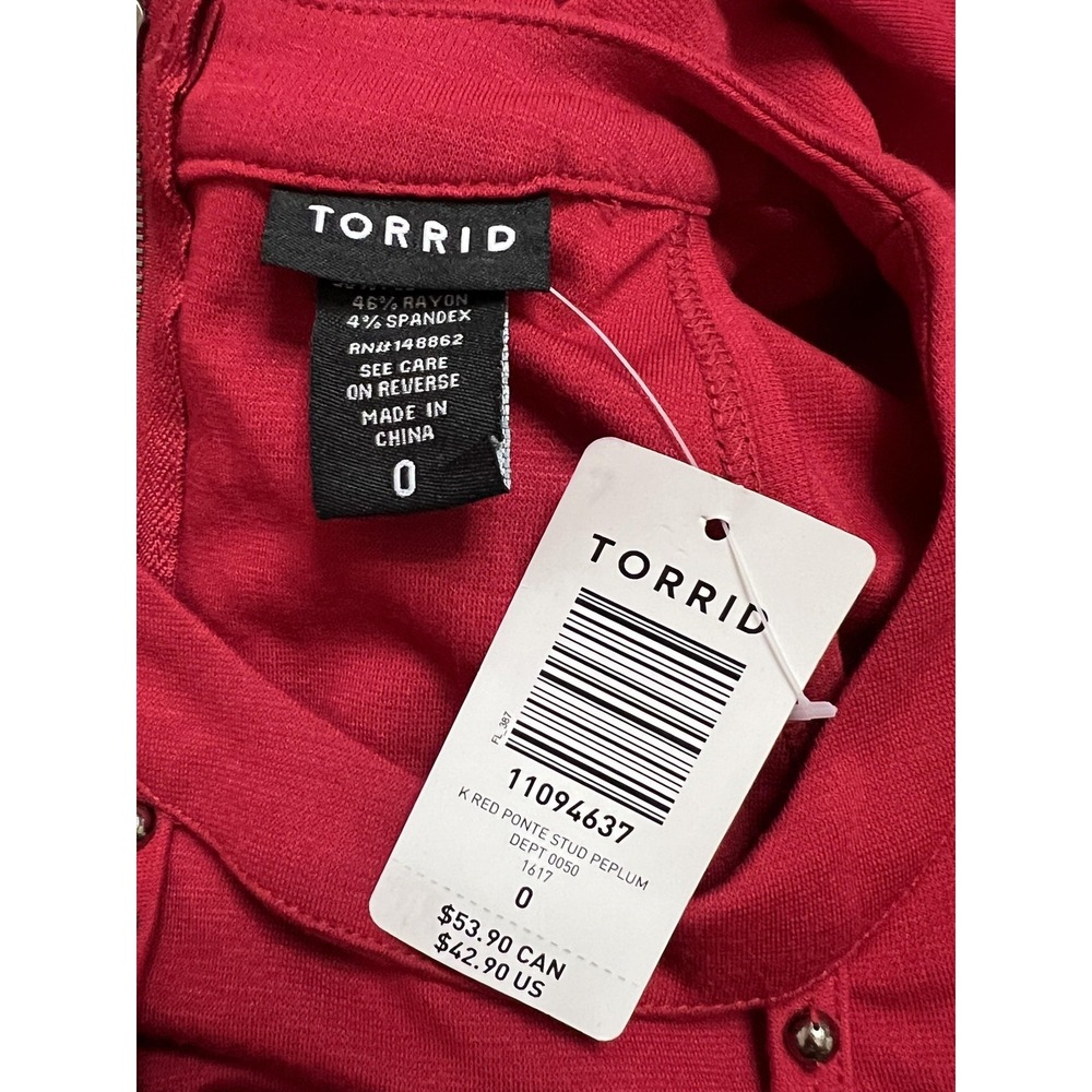 Torrid Top Womens Large 12 Ponte Stud Peplum Sleeveless Flare Cut Out Festival - Picture 2 of 10